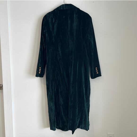 FORE Emerald Green Velvet Long Coat Gold Buttons, Women’s Large - Picture 5 of 6